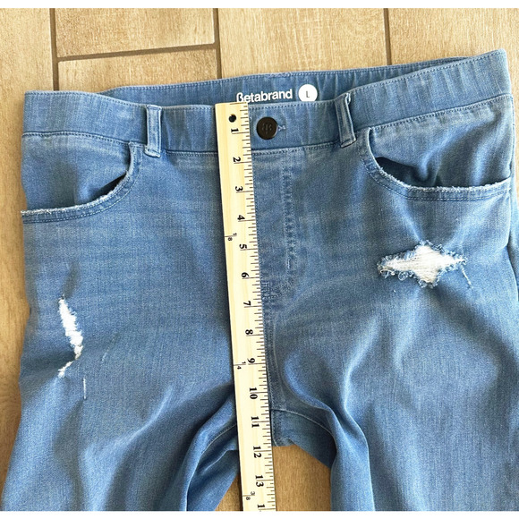 Betabrand Womens Flare Pull-On Jeans Large Stretch Distressed High Rise Pockets - Picture 8 of 10